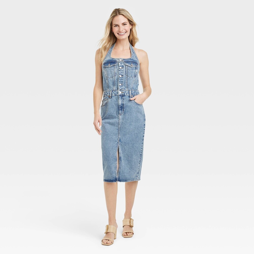 Denim Midi Dress - Medium Wash 12